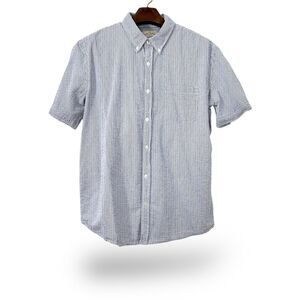St. John's Bay Seersucker Short Sleeve‎ Men's Button Down Shirt Sz XL EUC